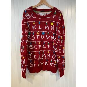 Mens Stranger Things 4 Light Up Christmas Ugly Sweater XL New Halloween Lights